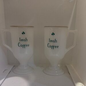Vintage Irish Coffee Mugs with Green Shamrock